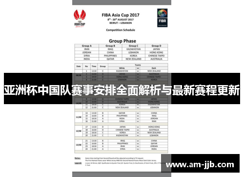 亚洲杯中国队赛事安排全面解析与最新赛程更新 亚洲杯中国队赛事安排全面解析与最新赛程更新